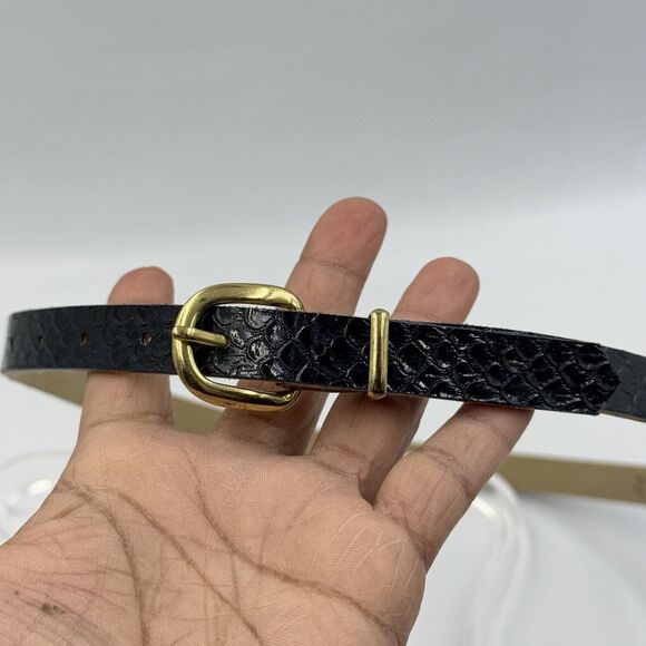 Women Gold Buckle Snakeskin Pattern Dress Belt Slim Wide Size 12 - Picture 2 of 15